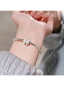 New Floral Bow Silver Bracelet, Sweet, Lightweight, Luxurious, Exquisite Personalized Sliding Bracelet - Floral Bracelet - View 9