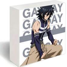 Decorative Wooden Box With Anime-Style Male Character Illustration - Spiky Black Hair, Dark Blue Striped Sleeveless Top, Light Brown Loose Pants - Dynamic Ready Stance Design, White Box With Gray 'GAY' Text Background, Perfect For Anime Fans & Collectors - 白色 - 查看 1