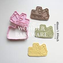 Cortadores de Biscoito de Transporte Fofos, Moldes de Biscoito em Forma de Carro de Desenho Animado e Escavadeira, Molde de Biscoito Pressionável, Carimbo de Biscoito, Utensílios de Cozinha para Assar e Pastelaria - Mofo - Visão 7