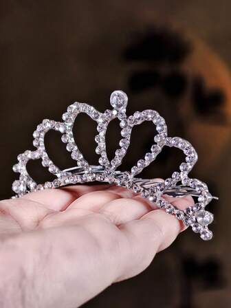 1 st krona håraccessoar, barn prinsessa strass liten krona hårspänne, flickors hårdekoration