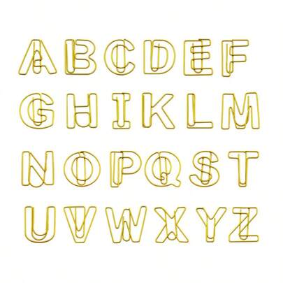 26个英文字母回形针，学生学习字母夹，桌面数据整理夹，金属文件夹夹，办公文件整理夹，26个/套