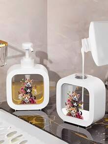 Cute Black Cat & Floral Soap Dispenser - Refillable Pump Bottle, Compact & Elegant, Suitable For Kitchen/Bathroom, Can Hold Dish Soap, Hand Wash, Lotion Etc. - Ideal Housewarming Gift For Cat Lovers, Spring Decor - Durable Plastic Material, Bathroom Accessory, Fun Design, Easy Pump, Home Decor - Multicolor - View 3