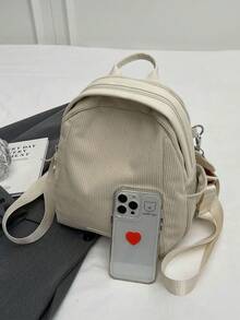 Casual Minimalist Backpack Design Cute Crossbody Bag, Korean Style - Beige - View 2