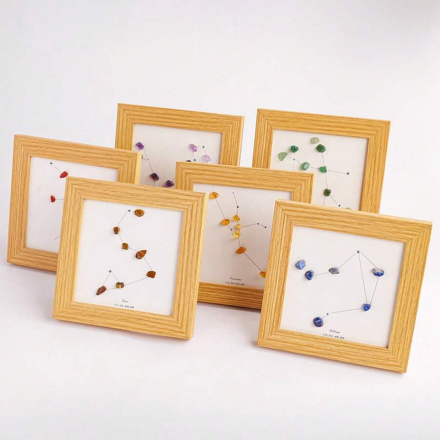 1PC Natural Healing Health Energy Gem The Zodiac Seven Chakra Photo Frame Home Decoration Desktop Decoration Gift - 4-inch Zodiac Photo Frame - View 1