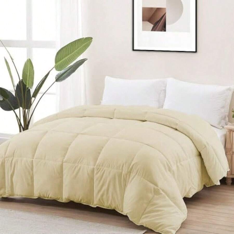 Duvet NANWEI Edredón Acolchado para Toda Estación Ultra Suave Hipoalergénico Relleno de Microfibra para Usar como Edredón o con Funda Duvet Beige Individual - Beis - Ver 1