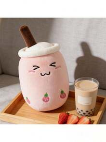 毛绒娃娃抱枕，逼真水果茶杯造型柔软填充娃娃，粉色珍珠奶茶毛绒娃娃，可爱娃娃礼物，适合情人节、生日、圣诞节、家居装饰 - 彩色 - 查看 6