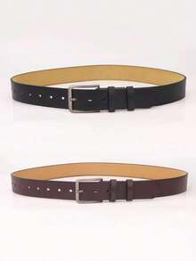 1pc Men's Casual Business Buckle PU Leather Belt - Multicolor - View 4