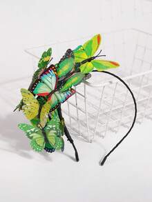 1件优雅蝴蝶头饰，波西米亚风新娘发饰，随机蝴蝶图案，适合拍照、T台走秀、舞台表演、万圣节派对装扮、新娘面纱头带、发箍、发圈 - 綠色 - 查看 6