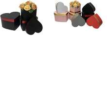 Set 3 Piezas Caja Para Arreglos Florales Y Regalos (Cartn Laminado Corazn Negro) - cartón laminado corazón black1 - Ver 1