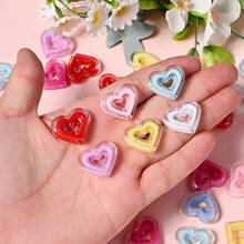 4Amazonia 10颗浪漫亚克力镂空心形珠子，适合制作珠宝、DIY工艺品、手链、项链，也是情人节、父亲节、母亲节的礼物之选。