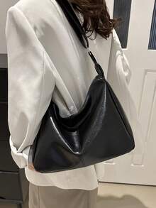 Women's Fashionable Solid Color Casual Minimalist Crossbody Bag, Suitable For Daily Commute, Travel, Shopping, And Strolling - Black - View 2