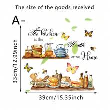 1/4pcs Creative Wall Stickers, Kitchen Shelves & Utensils, Letter & Butterfly Pattern, Removable Waterproof PVC Decals For Kitchen, Dining Room, Living Room Wall Decor - Multicolor - View 13