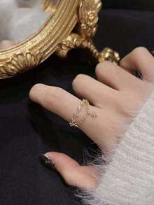 Chain Ring For Women, Light Luxury, Exquisite, Fashionable, Personalized Ins Style Open Ring - Yellow Gold - View 5