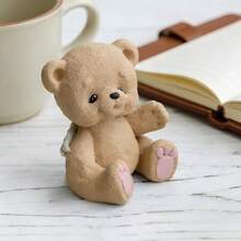 可爱天使熊粉色爪垫硅胶蜡模 - DIY香薰蜡烛及装饰蜡烛工具，情人节、母亲节、圣诞节、生日礼物的完美之选，可重复使用，易于脱模 - 坐立招手小熊模具 - 查看 8