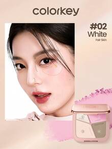 COLORKEY 17克高光修容盘，腮红盘，多用途哑光彩妆盘，可用于提亮、腮红、修容、眼影和塑形，品牌化妆品，适合女性和女孩，完美适用于秋冬季节、Y2K时尚、生日、圣诞节礼物、派对必备、最佳配色、情人节礼物 - 02 White - 查看 4