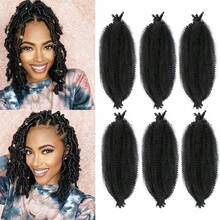 Cabello trenzado afro primaveral pre-separado, 1/6 paquetes de cabello trenzado primaveral para locs naturales suaves y desgastados, extensiones de cabello sintético Marley Twist Crochet, 10/16/24/28 pulgadas - Multicolor - Ver 3