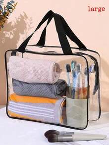 Large Transparent Makeup Bag, Toiletry Bag, Building Block Storage Bag, Waterproof Transparent Handbag, Travel Supplies, Dorm Supplies, Back To School Supplies, Holiday Supplies, Women's Toiletry Bag