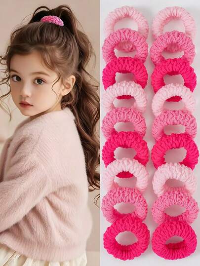 6/12 st. rosa tjocka hårsnoddar, texturerade enfärgade hårsnoddar, slitstarka gummiband med hög elasticitet, enkla håraccessoarer i koreansk stil för daglig flätning