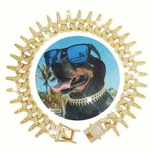 1pc Bling Rhinestone Studded Hiphop Dog Necklace, 20mm Durable Pet Collar, Suitable For Small/Medium/Large Cats & Dogs, Daily Or Holiday Gift - Multicolor - View 29