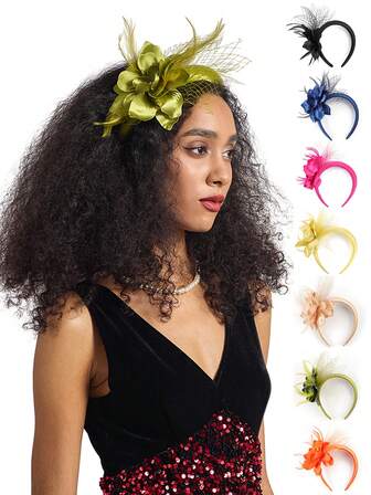 1pc Fascinators Headband With Feather, Women's Tea Party Hat For Kentucky Derby, Cocktail, Wedding, Fancy Dress Party