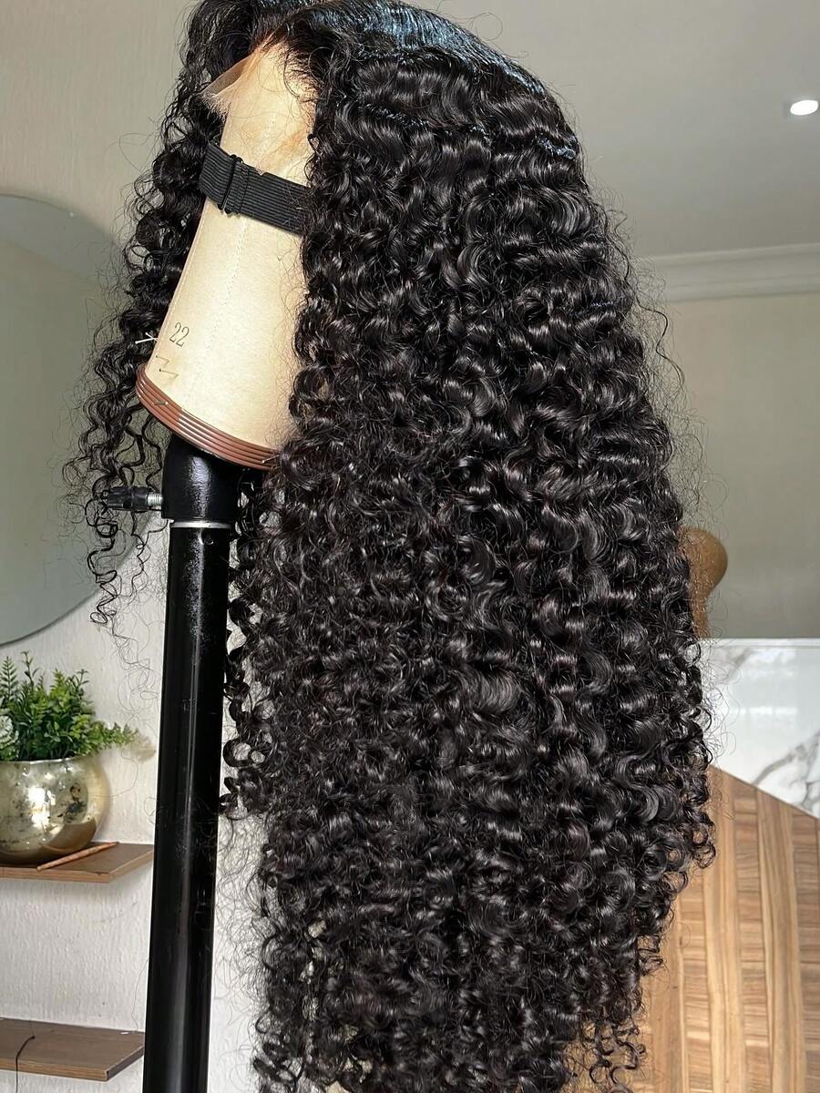 250 Density Jerry Curly Remy Brazilian Human Hair Wig Pre Plucked With Baby Hair Deep Wave Natural Color 13x4 Lace Front Afro Kinky Curly Wig HD Transparent Lace Frontal Wig Deep Part 13x4 Lace Front Wig Human Hair - Natural Black - 查看 1
