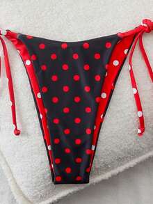 Floral Print Spaghetti Strap Backless Bikini Set, Sexy European Style Vacation Beach Summer - Red - View 5