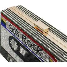 Women Retro Radio Tape-Shape Rhinestone Clutch Purse Vintage Crystal Evening Handbag Party Cocktail Shoulder Bag - 灰色 - 查看 5
