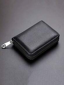 1pc Soft Leather Men's 20-Card Capacity Anti-Magnetic Multi-Card Slim Wallet, Anti-Theft, Large Capacity For Bank Cards - Black - View 8