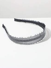 1 pièce Bandeau fin en tissu noir, décoration minimaliste avec strass brillants, accessoire de coiffure élégant pour dame, accessoire capillaire polyvalent pour usage quotidien, été, vacances, voyage - Blanc - Voir 4