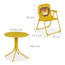 days - Juego de Mueb de Camping para niños con silla sillas Pb y Mesa Conjunto de jardín para niños león llo 19.5 x 19.5 Pulgadas - amarillo - Ver 4