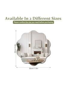 圆形波浪镜 | 亚克力圆形壁镜，适用于浴室、卧室、客厅、门厅等家居装饰，复古风格，银色镜面，浴室、客厅、卧室家居装饰镜、梳妆镜、化妆镜、梳妆台镜、桌面化妆镜 - 彩色 - 查看 7
