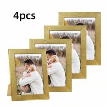 4件套奢华金色画廊装饰相框，可展示3.5x5英寸、4x6英寸、5x7英寸、6x8英寸、8x10英寸照片，横向和纵向均可摆放，适用于卧室、客厅、走廊、画廊墙展示、返校季、情人节礼物（随机附赠相纸） - 金色 - 查看 1