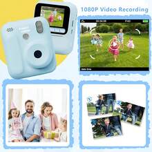 儿童即时打印相机，即时拍照，益智学习玩具，便携相机玩具，带视频和音频的自拍数码相机，适合3-12岁儿童的绝佳生日和节日礼物 - 彩色 - 查看 2