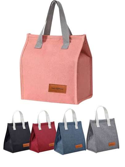 1pc Printed Insulated Lunch Bag With Hook And Loop Closure, Durable Oxford Cloth Portable Insulated Lunch Tote Bag, Reusable Lunch Box Bag For Office, Travel, Beach, Picnic, Large Capacity Lunch Bag