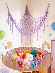 1个紫色转角挂网，波西米亚风格收纳转角挂架，用于展示物品，适合女孩房装饰、迎婴派对、性别揭晓派对 - 紫色 - 查看 5
