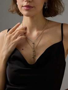 1pc Elegant Stainless Steel Y-Shaped Necklace, Vintage Minimalist Style, Suitable For Daily Wear And Gift-Giving - Luxurious Women's Charm Jewelry, Suitable For Daily And Party Wear