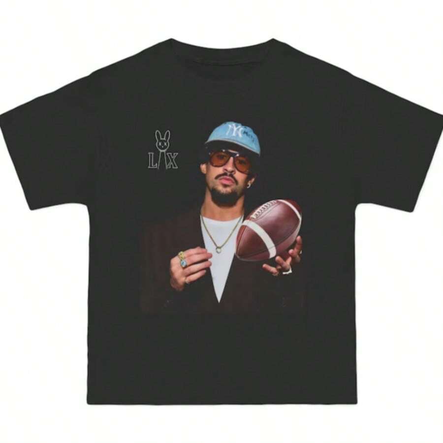 Bunny  Halftime Show T-Shirt  Latin Music - 黑色 - 查看 1