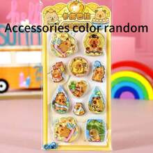 新款卡通贴纸卡片，配有3D皮巴拉吊坠摇铃贴纸，趣味十足，适合儿童 - 彩色 - 查看 12