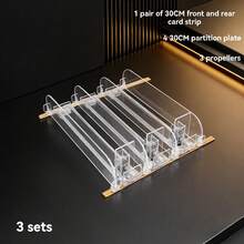 310mm Wide Adjustable Double Bar Beverage Dispenser, Semi-Automatic + Self-Pushing Style, Fridge Bottle & Can Storage Box, Self-Pushing Soda Can Dispenser, Suitable For Fridge, Countertop, Cabinet And Drawer, Kitchen Appliance