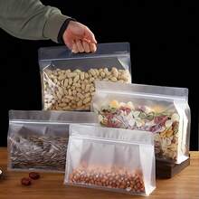 10pcs Reusable Food Storage Bags, Suitable For Nuts, Grains, Vegetables, Fruits, And Snacks, Kitchen Storage Bags, Food Bags, Travel Vacuum Sealed Bags, Refrigerator Fresh-Keeping Bags, Sealable Transparent Party Bags, Suitable For Travel And Home Kitchens, Packaging Bags, Storage Bags, And Transparent Bags, Reusable - 透明的 - 查看 5