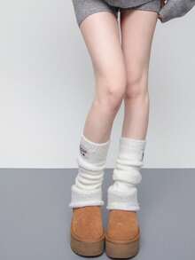 1 Pair Y2K Retro Faux Fur Fuzzy Leg Warmers, Candy Color Tie-Dye Warm Dance Subculture Gothic Style Leg Warmers - Multicolor - View 7