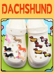 12件套腊肠犬主题PVC鞋饰，可爱毛衣、帽子、领结图案，宠物狗时装秀风格鞋饰，拖鞋和凉鞋配件，圣诞节和万圣节派对礼物，鞋子，春夏精选，伴娘礼物，房间，卧室装饰，海滩，旅行，男士，女士，度假，妇女节，旅行必备，婚礼回礼，Y2K，卧室，汽车配件，厨房装饰，可爱小物 - 臘腸犬 - 查看 3