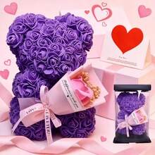 Handmade Cute Bear Figurine, Flower Bear Gift For Valentine's Day, Birthday, Anniversary, Suitable For Her, Decoration, Boyfriend, Girlfriend, Wedding - Bear Gift - Multicolor - View 5