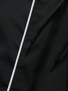 Mens Side-Stripe Wide-Leg Casual Pants - Polyester Fabric Oversize Wide-Leg Fit | Spring Lightweight Easy-Match Comfort  For Daily Streetwear & Casual Outings (Modern Minimalist Street Style) - 黑色 - 查看 5
