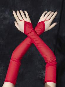 1件装女士极简缎面歌剧手套，派对及嘉年华配饰 - 彩色 - 查看 12