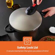 6L Stainless Steel Pressure Cooker Induction Hob Compatible Cooker Quick Pressure Release Dual Handles For Fast Cooking At Home Or In Catering Kitchens Energy Efficient Safety Lock Silver - Silver - View 4