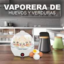 2 En 1 Vaporera Electrica De Verduras Y Hervidor De Huevos Portátil Multiusos Apagado Automatico Domestico Cocedor de Huevos Practico y Rapido Para Desayunos - Blanco - Ver 2