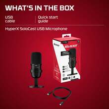 HyperX Solocast USB Condenser Gaming Microphone, Heart-Shaped Polar Pattern, Built-In Pop Filter, Adjustable Gain, Headphone Monitoring Jack, Suitable For Streaming, Podcasting, Gaming, And Voice Recording - Black - View 9