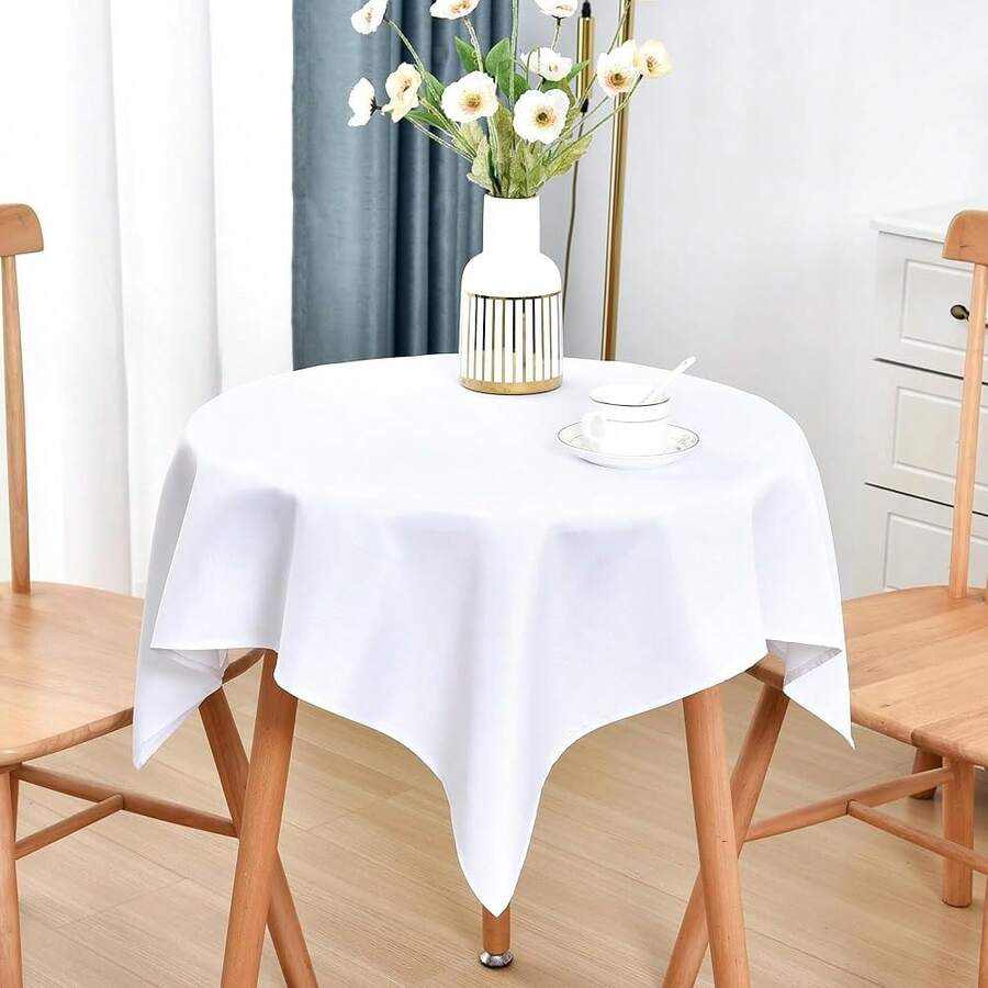 [Free Shipping]Small Square Tablecloth 36x36 Inch Washable Polyester Side Table Cloth Solid White Heavy Duty End Table Cover For Dining Home Party - White36inchx36inchSquare - View 1