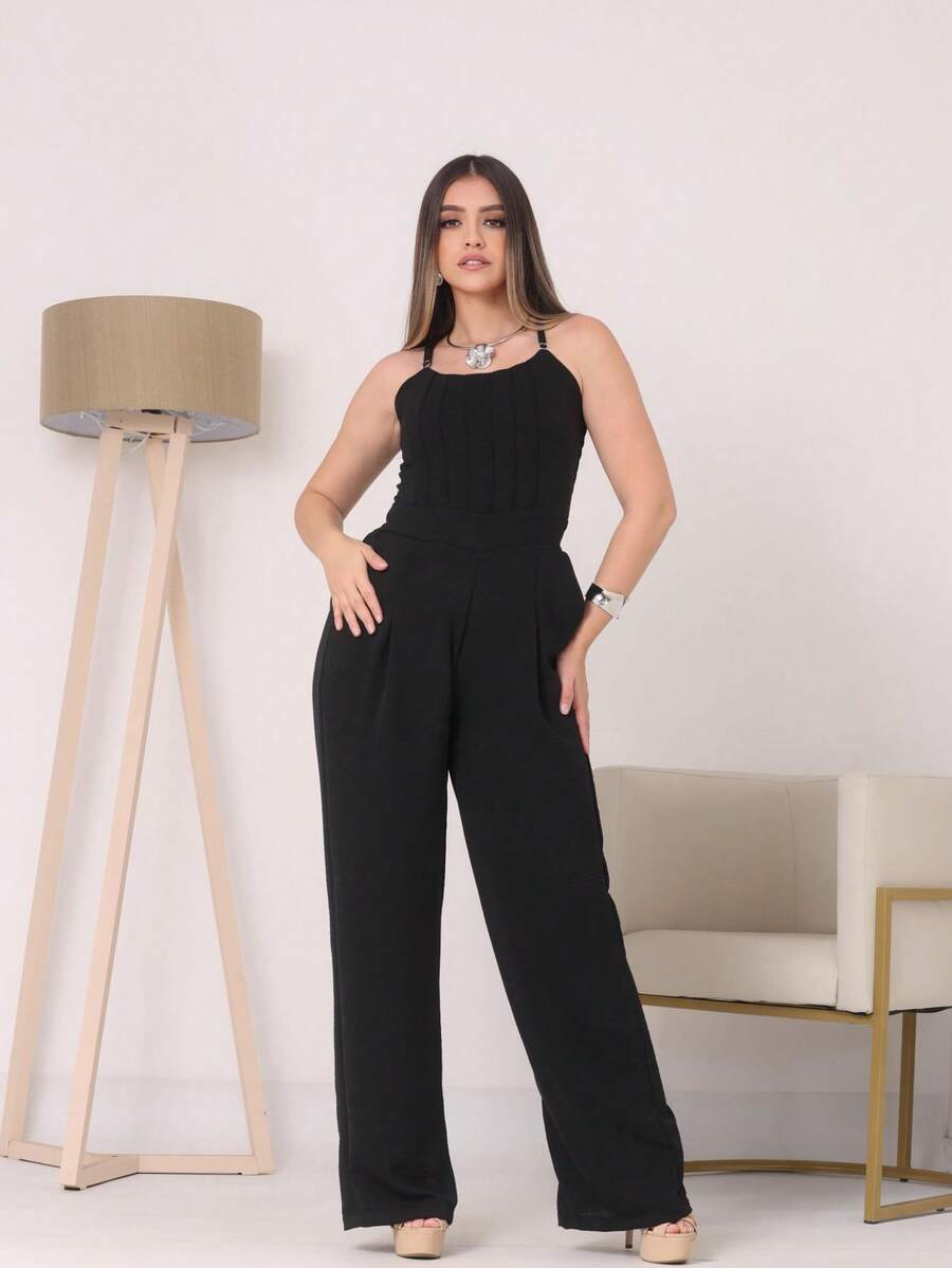 Long Jumpsuit, Everyday Summer Fabric. - 黑色 - 查看 1
